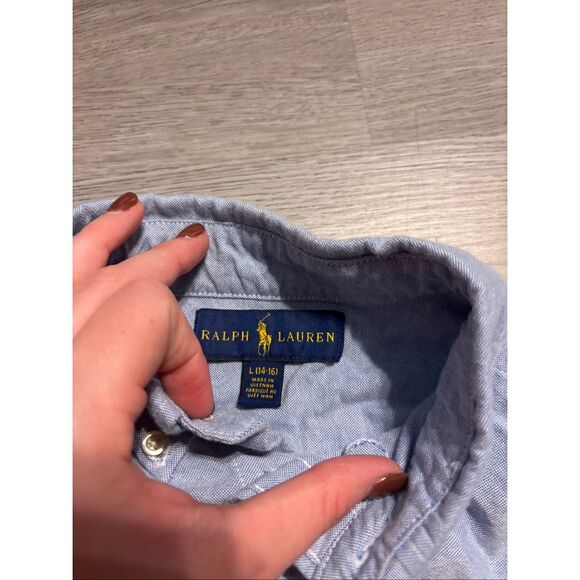 Boys Polo Ralph Lauren Blue Button Down Size Large 14/16 - Picture 3 of 4